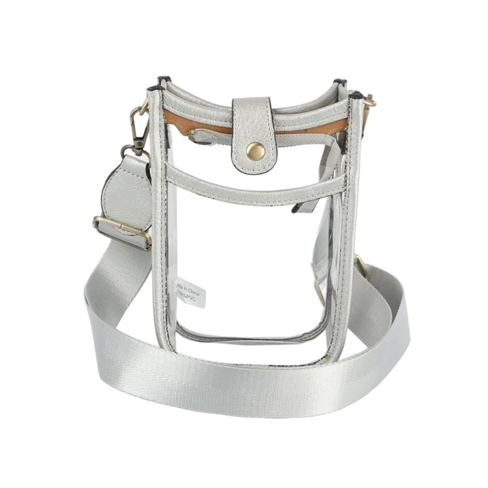 156. Women's Clear Concert Crossbody Bag w/ Silver Guitar Strap NWT